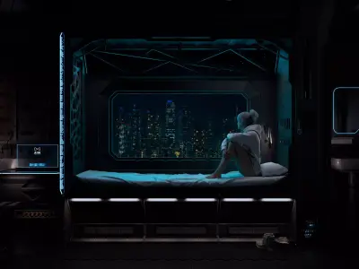 Sci Fi Bedroom - Blender - FBX - USD 3D model