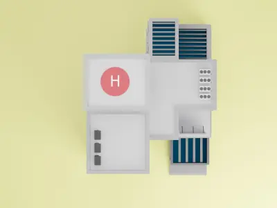 3D isometric low poly building Low-poly 3D model