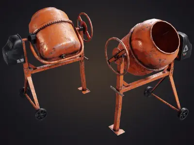 Old Concrete Mixer Low-poly 3D model