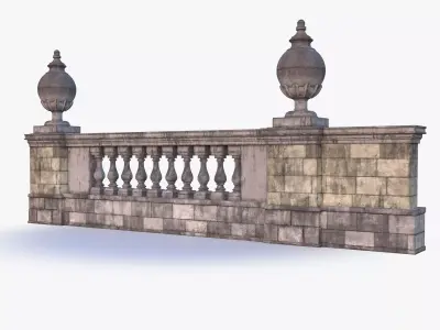 StoneBaluster0001 stone railing Low-poly 3D model
