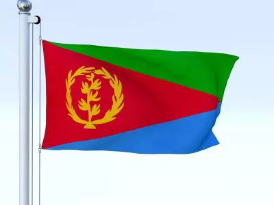 Animated Eritrea Flag Low-poly 3D model
