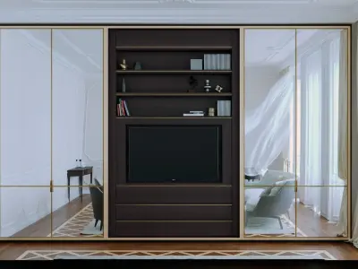  built-in TV-wall - multifunctional  bookshelves - wardrobe Low-poly 3D model
