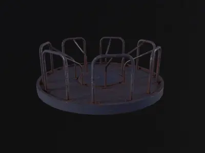 Soviet Merry Go Round Low-poly 3D model