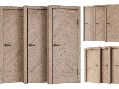 Wooden Door Set V9  3D model