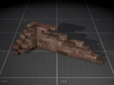 Broken Brick Walls batch01 Low-poly 3D model