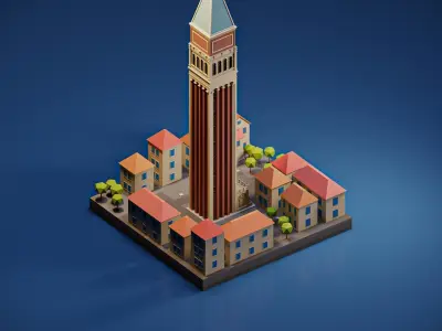 St Marks Campanile Low-poly 3D model