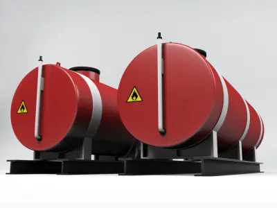 Oil tank industrial double Low-poly 3D model