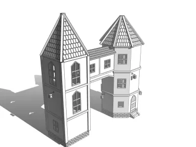  Fantasy double tower Torre doble de fantasia Low-poly 3D model