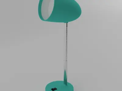 Blue desk lamp that turns on its light with rig 3D model