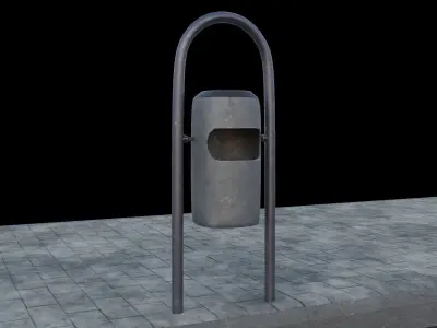 Trash Can - Street 3 Different Colors Low Poly 3D Model Low-poly 3D model