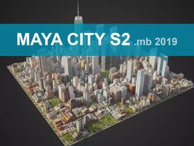 Realistic City S2 MAYA Low-poly 3D model