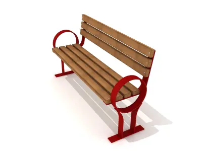Outdoor Wood and Metal Bench 001 Low-poly 3D model