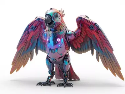 Sci-Fi Robot Companion Parrot 3D Model Low-poly 3D model