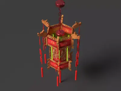 Chinese Palace Lantern  Low-poly 3D model 8