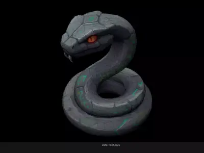 Low Poly Stylized Snake Statue Low-poly 3D model