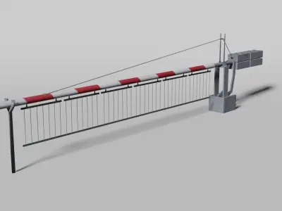 Railway crossing gate Low-poly 3D model