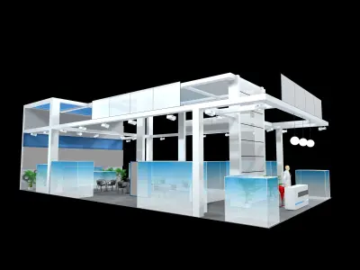exhibition stall design  3 side open Low-poly 3D model 3D model