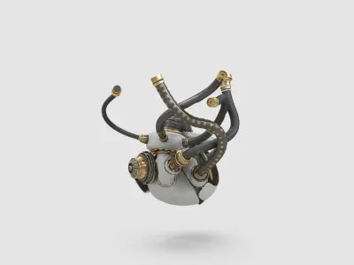  Sci-Fi Artificial Cyber Heart - High-Quality Photorealistic 3D Model 
