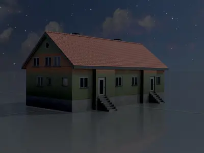 Modern multi-family house version 6 Low-poly 3D model