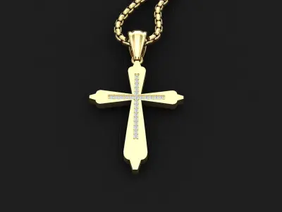 High Cross Pendant Light Gold 18K 3CP019 3D print model