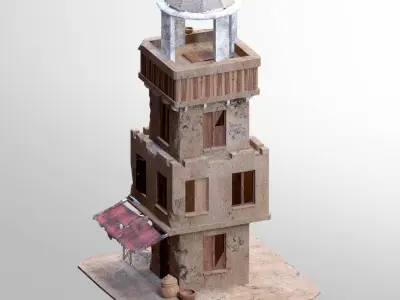 Middle East Style Old Adobe Building Design 3D Low-poly 3D model