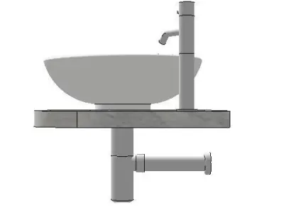 bowl basin 45dia h15 with mixer tap on marble shelf Low-poly 3D model