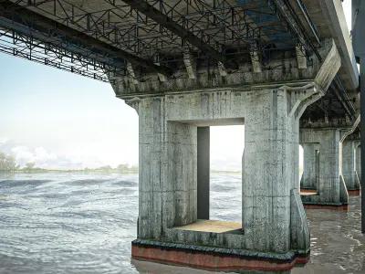 Bridge in desert 3D model