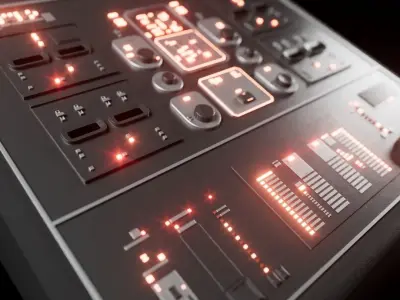 Retro-futuristic sci-fi control console Low-poly 3D model