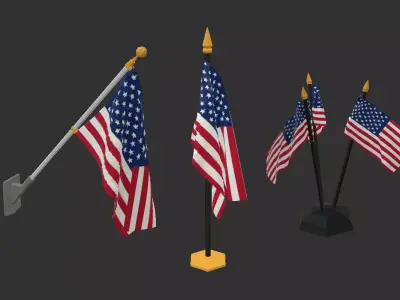 Flag USA American Free low-poly 3D model