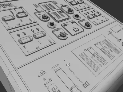 Retro-futuristic sci-fi control console Low-poly 3D model