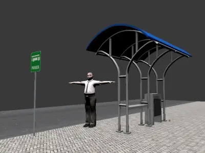 Simple Bus Stop Free low-poly 3D model