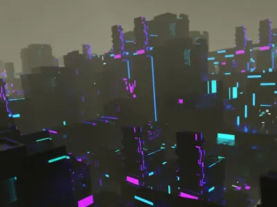 Cyberpunk city enviroment base 3D model