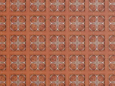 Ornate Floral Wood Inlay Panel PBR Seamless Texture