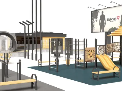 Set of elements of urban style 3D model