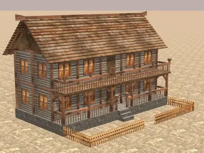 Medieval house fourteen 4 Low-poly 3D model
