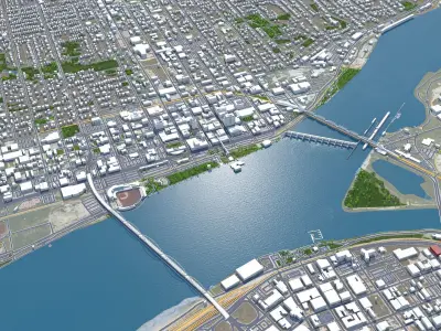 Davenport City Iowa USA Low-poly 3D model