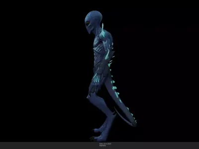 Stylized Alien Character Game Ready - AI Low-poly 3D model