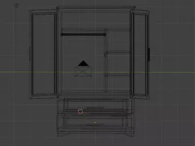 Realistic Wooden Wardrobe 3D Model Openable Doors and Drawers Low-poly 3D model