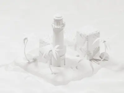 Summer Island includes lighting setup Low-poly 3D model