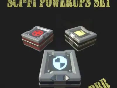 SCI-FI Powerups set Low-poly 3D model