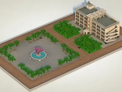 Anime School Building - 3D 3D model