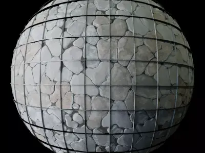 Gabion basket cobble wire fence 3D model