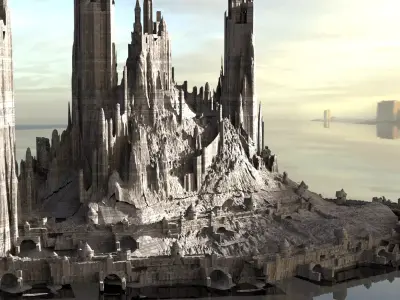 Desert Alien Monoliths Ruin mega structure 1 3D model