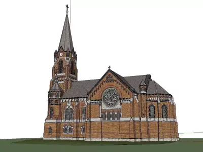Architecture-Religion-God-Culture-Temple-061 church with steeple 3D model