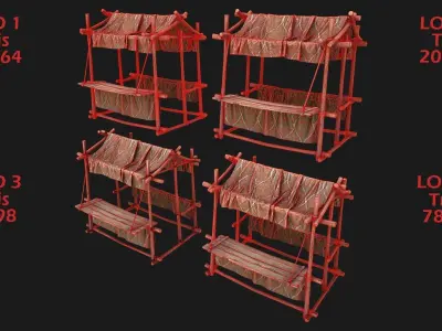 Fair Stall Brown Carpet Low-poly 3D model