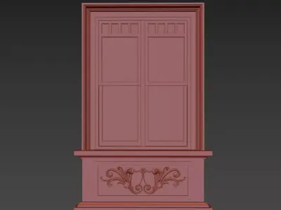 Classical Stone Carving Window 02 Low-poly 3D model