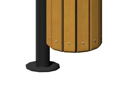 Wooden open cage type trash can Low-poly 3D model