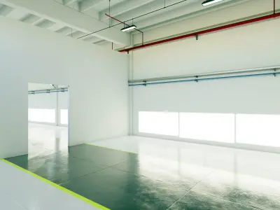 Industrial Hangar Hall Interior 6 Low-poly 3D model