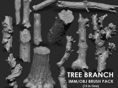 Tree Branch IMM OBJ Brushes 13 in one  3D model