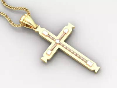 High Cross Pendant Light Gold 18K 4CP099 3D print model